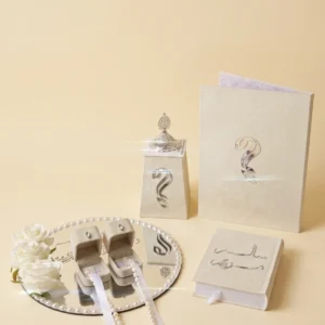 Mirror wedding gift set with ring boxes and Quran