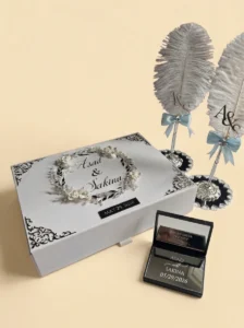 Grey Fingerprint Contract Book with Feather Pen