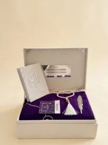 Purple Prayer Mat Gift Box with Holy Quran