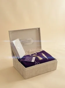 Purple Prayer Mat Gift Box with Holy Quran