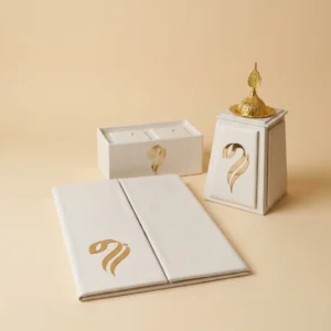 Golden initials marriage contract book set
