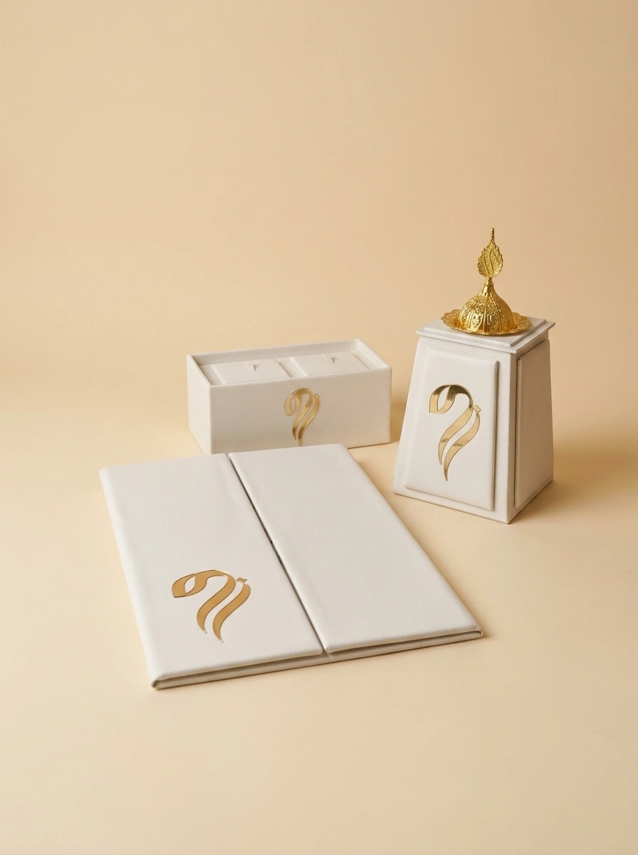 Golden Initials Marriage Contract Book Set
