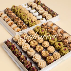 Wedding pastry gift box with almonds and dates