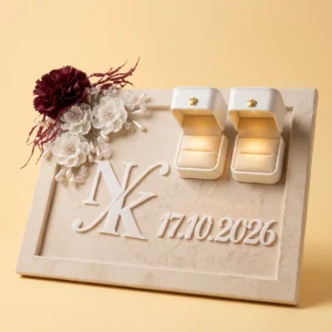 Ring box gift set in white leather, a personalized wedding gift