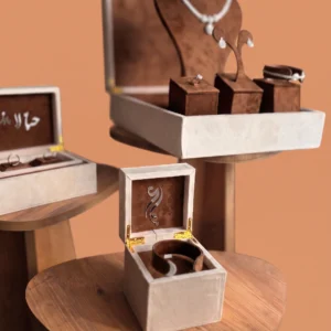 Zaghareet three-piece bridal jewelry box set in luxury suede finish