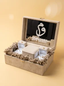 Box Rings Wedding: 3-Box Stunning Velvet Set with Mirror