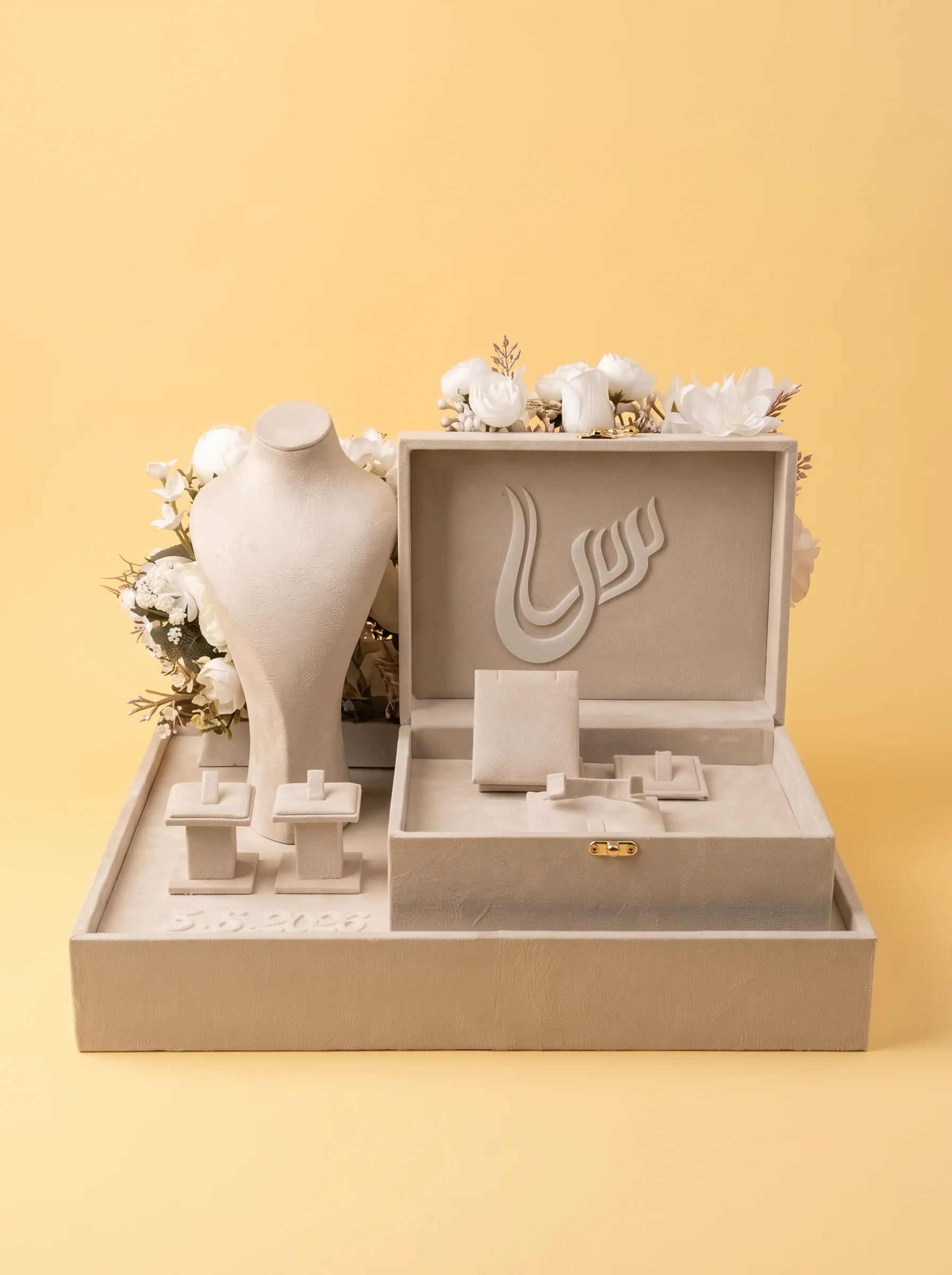 Proposal Ring Box: Stunning 5-Piece Ivory Velvet Set